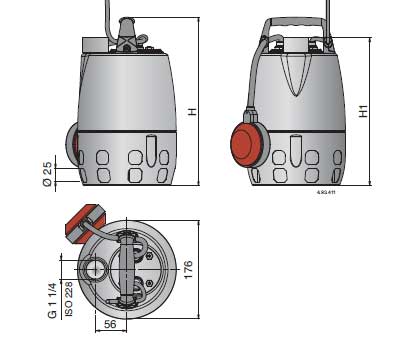 dimensions Submersible Pump CALPEDA GXR GXV Series 2